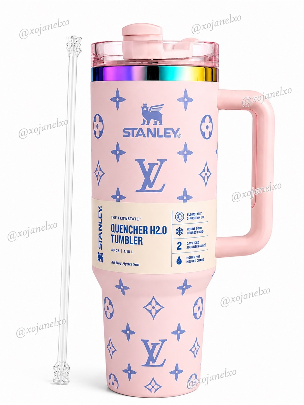 Stanley Pink Gold Multicolor Quencher Tumbler with Handle